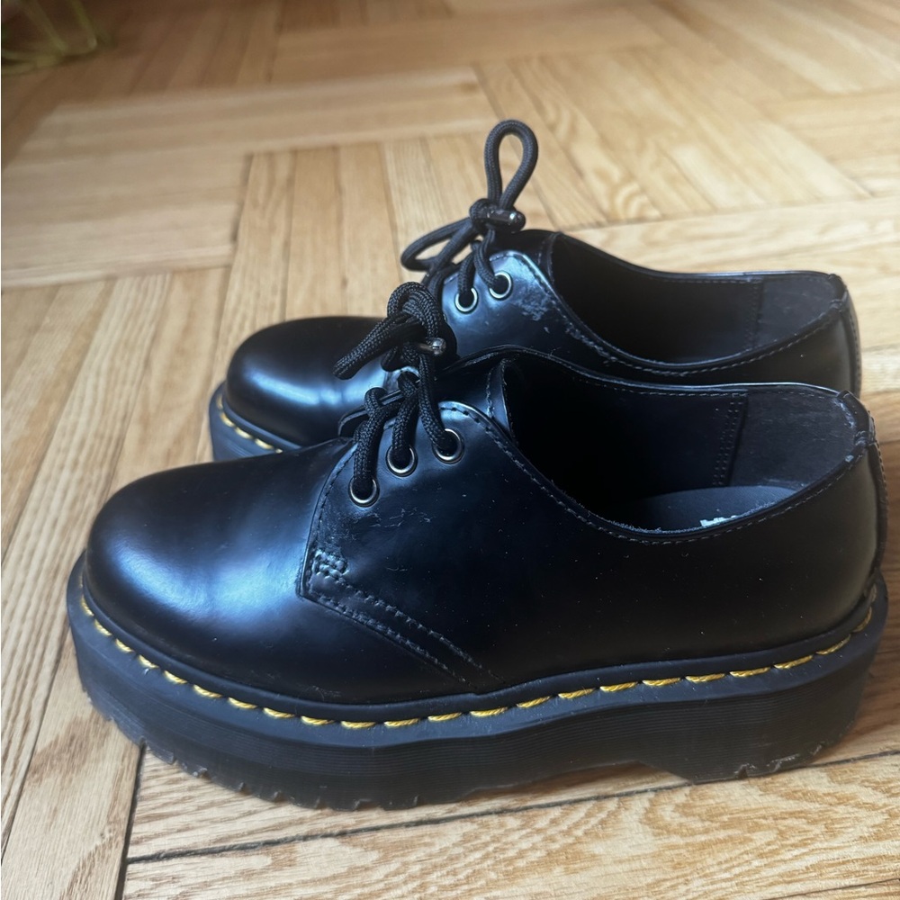 Black Leather Lace-Up Shoes